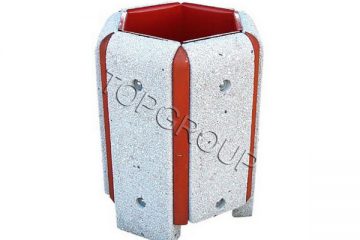 TopGroup Kosz betonowo-drewniany sześciokątny 40l 1-22